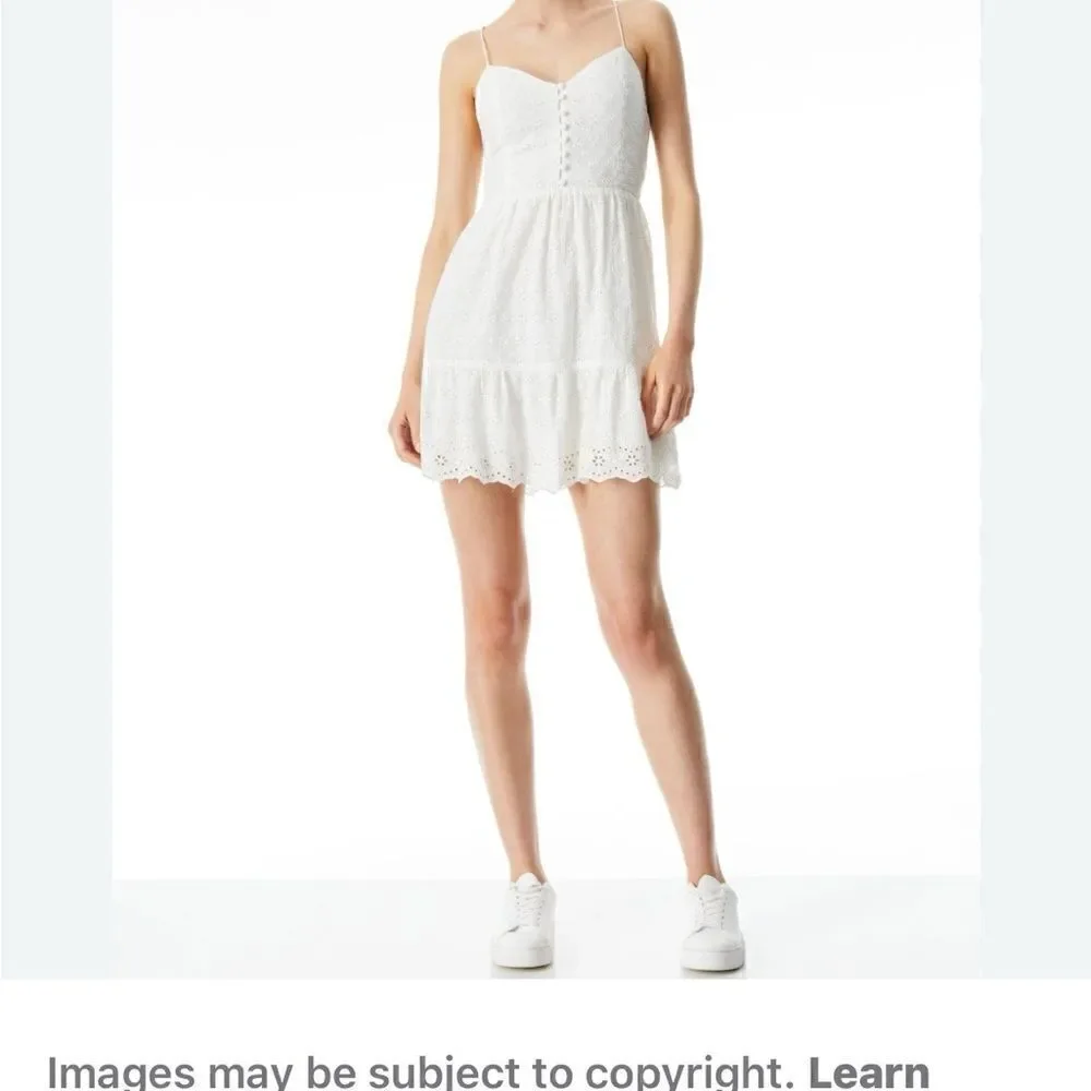 NWT ALICE + OLIVIA Fae gathered broderie anglaise mini dress $395